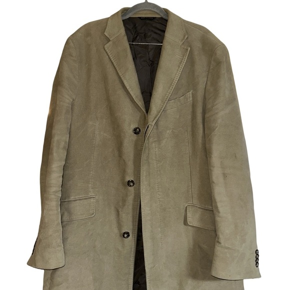 Banana Republic Men's Tan Trench Coat Velvet Size Large - Picture 2 of 15